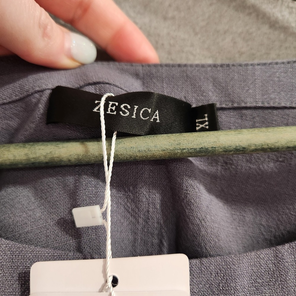 ZESICA Linen Short Sleeve Crop Top High Waist‎ Pants Lounge Set Women's XL Gray - Picture 14 of 16